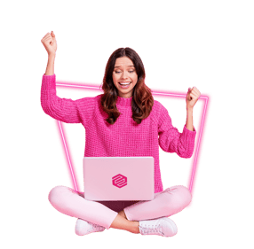 Anna - neon woman sitting down laptop 2021-10