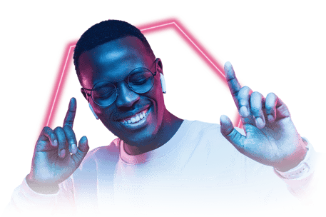 Jonas listening to airpods pointing up 2022-02