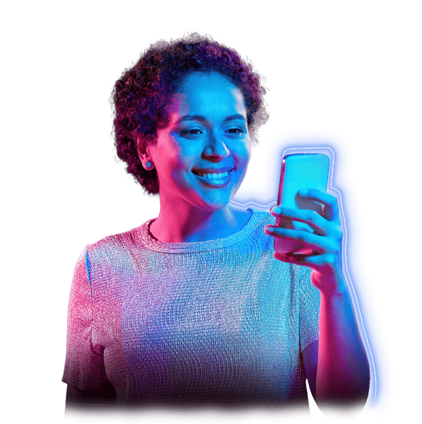 Kate- neon woman smiling in front of the cell phone-2-1