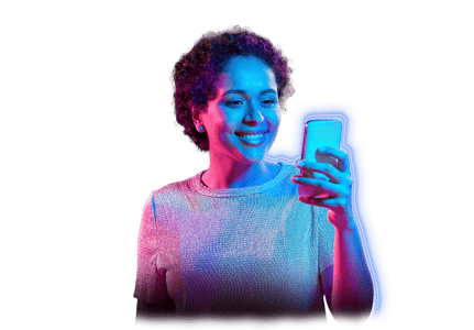 Kate- neon woman smiling in front of the cell phone-2