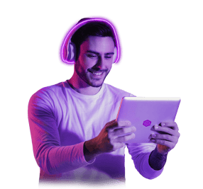 Max - neon man with headset smiling-1