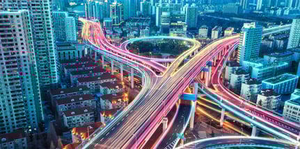 aerial view of highway city 2021-10
