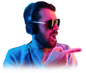 josh with neon pointing sunglasses headphones 2021-07