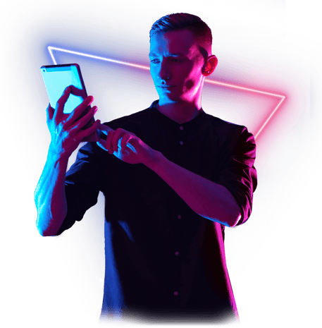 kevin neon triangle on phone 2022-01